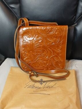 Patricia Nash Tooled Leather Crossbody Bag - Cognac